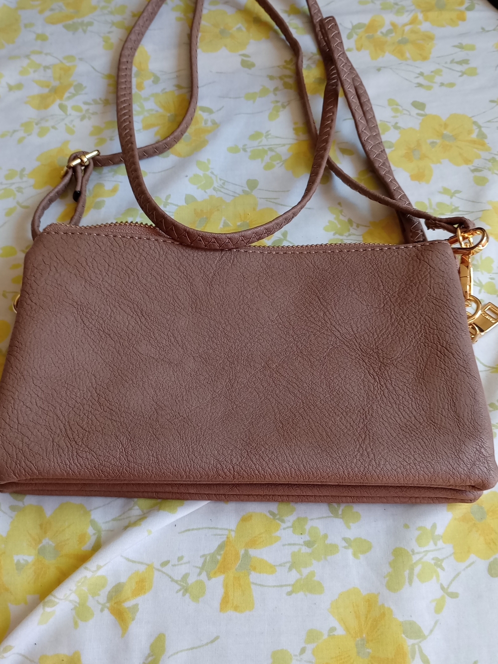Everyday Taupe Crossbody Bag with Gold Hardware